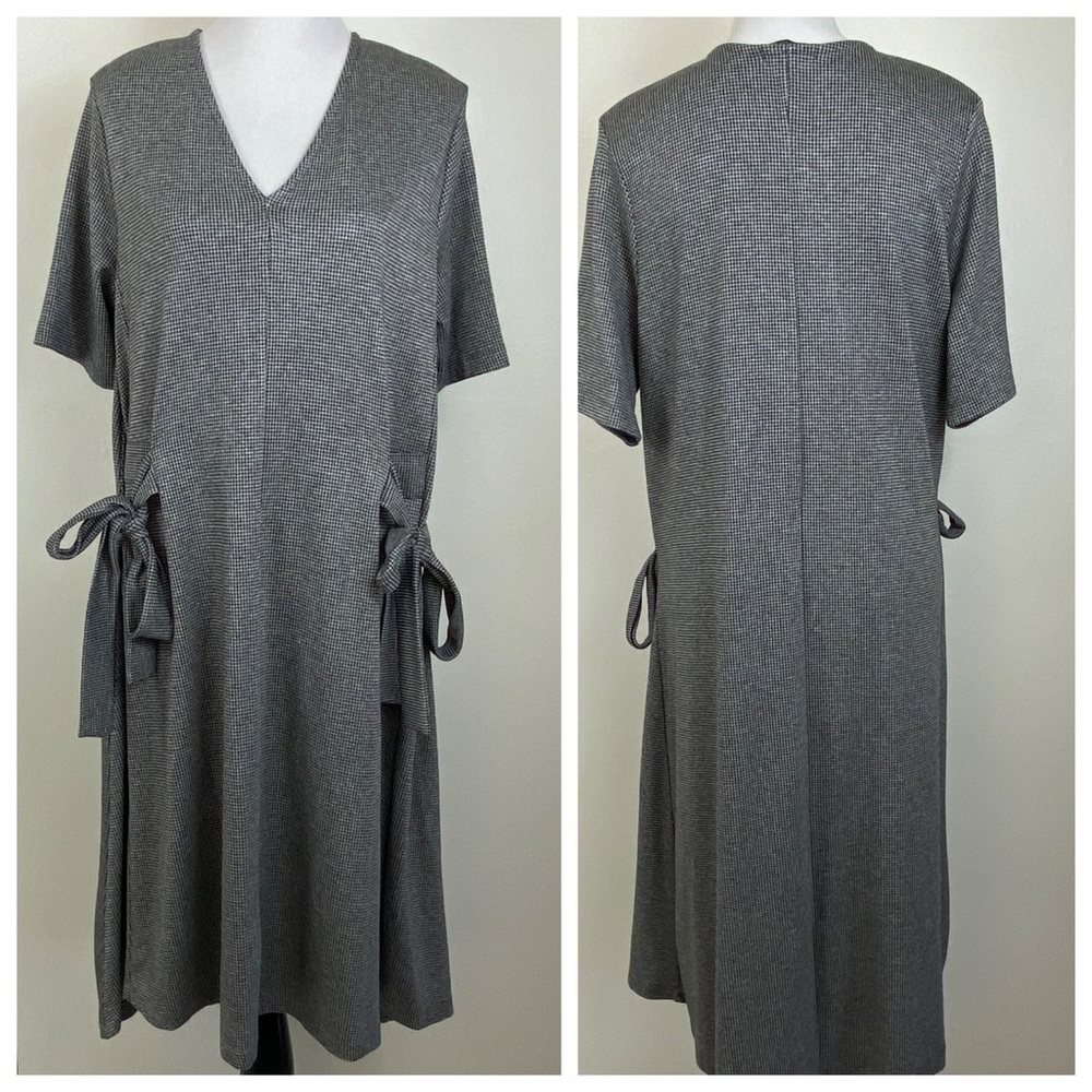 Zara Houndstooth Side Tie Midi Shift Dress